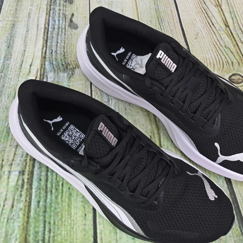 Puma Pounce Lite Running Shoes Mens 9.5 Black White Silver 310778-01 Athletic